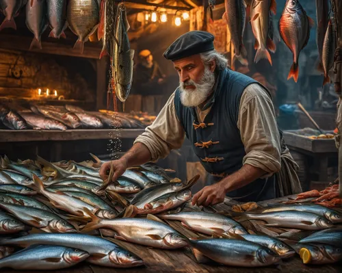 fishmonger,fish market,fishermen,fisherman,forage fish,commercial fishing,salted fish,fish herring,fresh fish,herring,smoked fish,fish supply,thames trader,sardines,sea foods,the market,oily fish,merchant,souk,grand bazaar,Photography,General,Fantasy