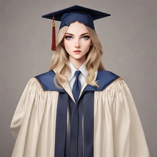 a graduate in a white and blue gown and cap,degree,graduate,graduate hat,alumna,mortarboards,graduale