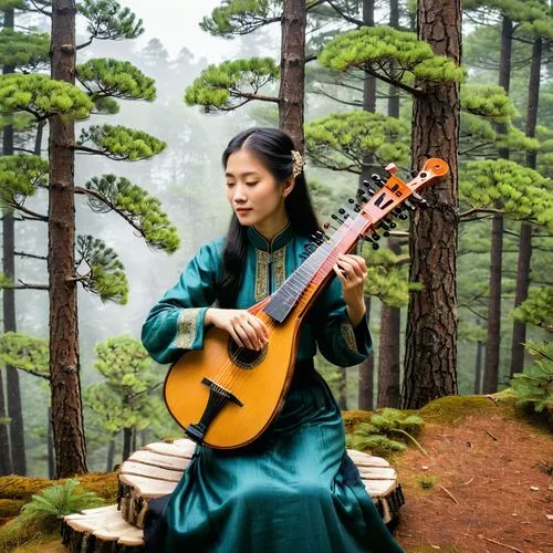 guqin,chuseok,gayageum,lutenist,saraswati,woman playing,Photography,Fashion Photography,Fashion Photography 07