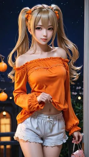 yang,female doll,japanese doll,orange,yangmei,orange color,Illustration,Realistic Fantasy,Realistic Fantasy 08