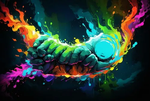 arm,an illustration of a hand holding a colorful ball,painted dragon,zoas,samsung wallpaper,rainbow background,zoa,diwali wallpaper,Conceptual Art,Daily,Daily 24