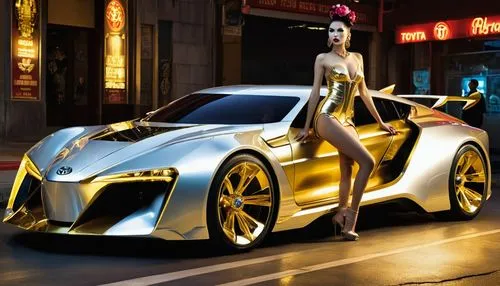 golden dragon,gumpert apollo,luxury sports car,lexus lfa,gold paint stroke,luxury cars,electric sports car,gold lacquer,personal luxury car,gold plated,supercar car,vauxhall vx220,futuristic car,bumblebee,luxury car,custom car,yellow-gold,sports car,concept car,super car,Illustration,Realistic Fantasy,Realistic Fantasy 10