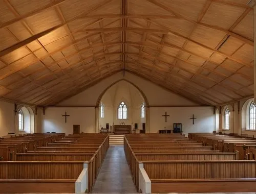 christ chapel,presbytery,chapel,pews,interior view,clerestory