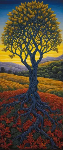 celtic tree,rowan-tree,colorful tree of life,tangerine tree,flourishing tree,oak tree,oak,autumn tree,painted tree,orange tree,tree of life,the branches of the tree,rowan tree,fruit tree,autumn landscape,fall landscape,burning bush,osage orange,red tree,two oaks,Illustration,Abstract Fantasy,Abstract Fantasy 21