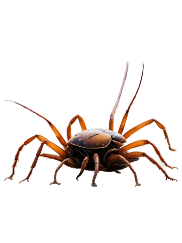 Ticks, macro photography, brown body, eight legs, oval shape, shiny exoskeleton, tiny eyes, mouthparts, antennae, detailed texture, soft focus, warm lighting, 3/4 composition, shallow depth of field, 