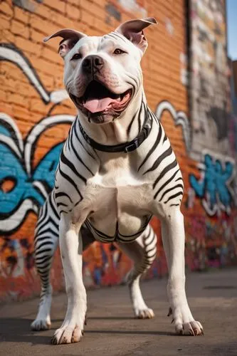 american pit bull terrier,american bulldog,american staffordshire terrier,white tiger,diamond zebra,bull terrier,pit bull,bull terrier (miniature),zebra,animals play dress-up,white staffordshire bull terrier,amstaff,bully kutta,renascence bulldogge,white english bulldog,street dog,australian bulldog,zebra pattern,dogo argentino,english bulldog,Illustration,Japanese style,Japanese Style 15