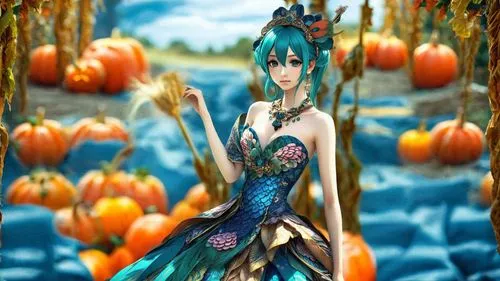 a very cute pretty girl in a colorful dress,mermaid background,halloween background,nami,halloween banner,autumn background,morrigan