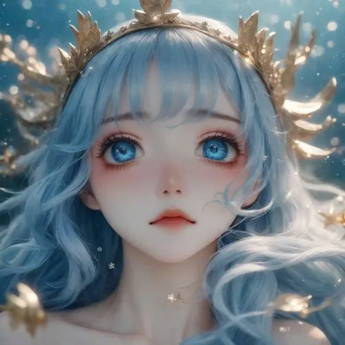 裸體寫真,an anime with long hair and a crown on it,porcelain doll,undine,winterblueher,cielo,crying angel,artist doll,Photography,Natural