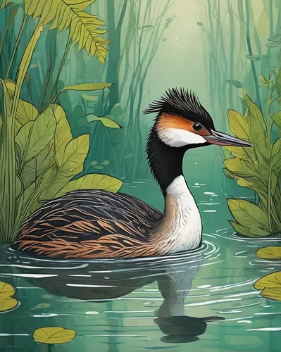 grebe,western grebe,great crested grebe,hooded merganser,bird illustration,bird painting,wetland,cayuga duck,water bird,white-crowned,nature bird,american merganser,charadriiformes,schwimmvogel,gooseander,marsh bird,platycercus,flower and bird illustration,brahminy duck,water fowl,Photography,Fashion Photography,Fashion Photography 21