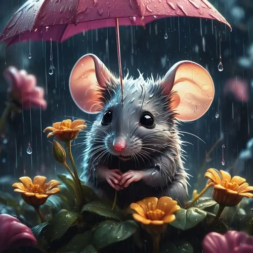 in the rain,rainy day,umbrella,raindops,rainy,flower animal,rat,walking in the rain,color rat,rat na,summer umbrella,rain cats and dogs,rainy weather,rainy season,mouse,whimsical animals,white footed mouse,lab mouse icon,raindrops,rain