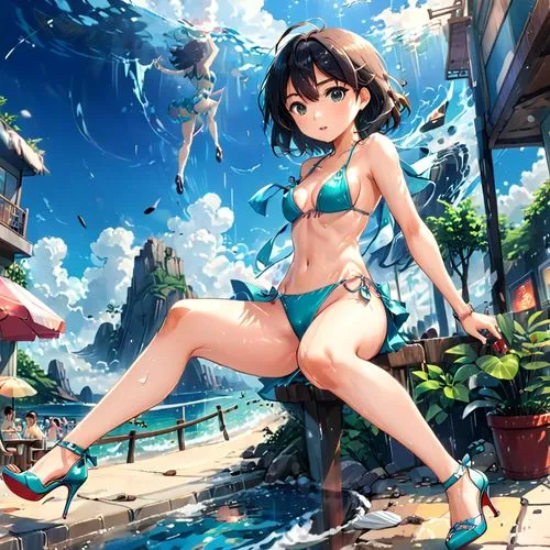 summer background,niijima,suzumiya,beach background,fubuki,baoku,Anime,Anime,Realistic