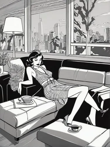 apartment lounge,recline,livingroom,penthouses,roaring twenties couple,amants,midcentury,lounge,shared apartment,layovers,an apartment,slumming,50's style,honeymoon,phonogram,living room,honeymooners,apartment,jetset,getaway,Illustration,American Style,American Style 09