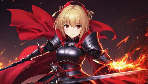 Anime 1511x962 fategrand order saber saber of red fate,red saber,nero,saber,nero claudius,sword lily,swordswoman,fire lily,nightingale,fire background,fire devil,erika,red,inferno,fire siren,fire ange