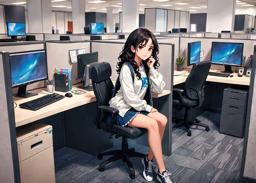 office worker,girl at the computer,night administrator,office chair,switchboard operator,call center,blur office background,secretary,azusa nakano k-on,sprint woman,women in technology,white-collar worker,receptionist,telephone operator,office,businesswoman,in a working environment,bussiness woman,place of work women,office automation,Anime,Anime,General