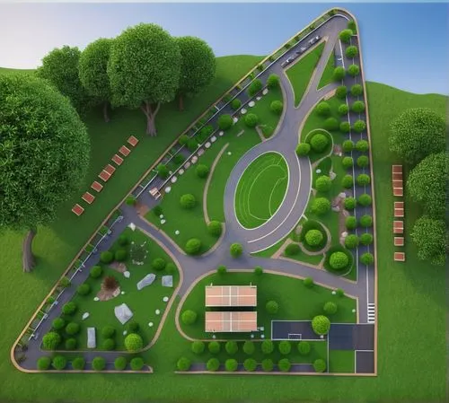 LANDSCAPE RENDER WITH TREES AND GRASS AND HARDSCAPE
,race track,golf resort,roundabout,mini golf course,feng shui golf course,golf hotel,highway roundabout,go kart track,sewage treatment plant,farm ya