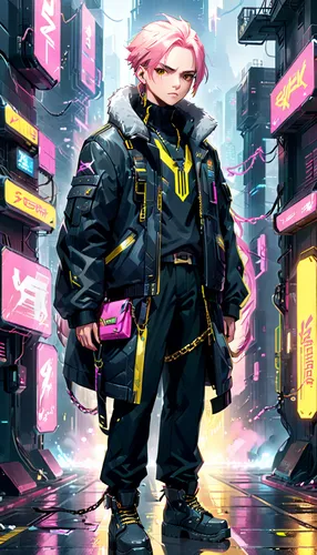 cyberpunk,cyber,cyber glasses,operator,parka,pink vector,rain suit,high-visibility clothing,scifi,streampunk,sci fiction illustration,cyberspace,jacket,pink robin,pink quill,dystopian,engineer,pilot,vector girl,cybernetics,Anime,Anime,General