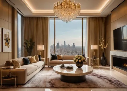 penthouses,luxury home interior,livingroom,tishman,great room,living room,apartment lounge,luxe,woodsen,damac,gold wall,minotti,contemporary decor,modern decor,opulently,luxury property,sitting room,elliman,family room,modern living room,Illustration,Realistic Fantasy,Realistic Fantasy 06