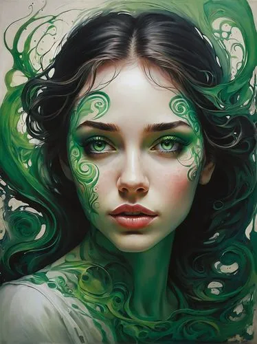 dryad,dryads,green skin,enchantress,seelie,faery,verde,verdant,the enchantress,faerie,anahata,green bubbles,verte,green,green mermaid scale,greenness,greenheart,green snake,diwata,greensleeves,Illustration,Paper based,Paper Based 18