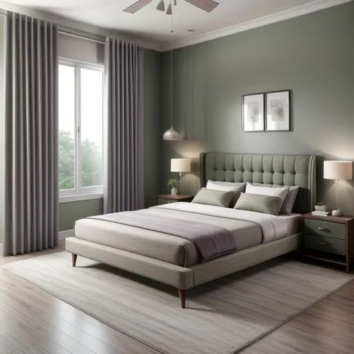 bed room with degradation color green olive,modern room,bedroom,3d rendering,wallcoverings,wallcovering,donghia,guest room,sleeping room,contemporary decor,danish room,modern decor,bedrooms,interior d