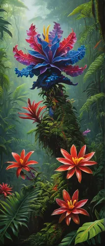 tropical flowers,tropical bloom,flower painting,cuba flower,bromeliaceae,flora,oil painting on canvas,splendor of flowers,flowers png,costa rica,floral rangoli,bromeliad,oil on canvas,khokhloma painting,fairy peacock,swamp hibiscus,african daisies,floral composition,flower exotic,exotic flower,Illustration,Realistic Fantasy,Realistic Fantasy 18