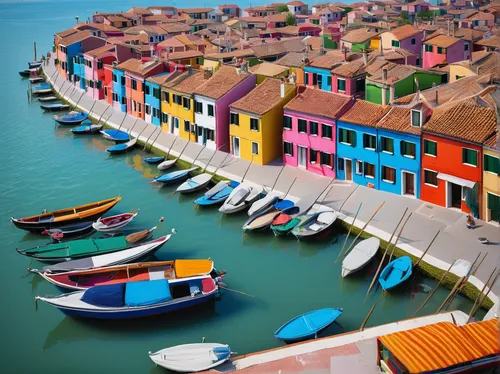 burano island,burano,chioggia,venice,gondolas,venetian lagoon,grand canal,venezia,italy liguria,murano,colorful city,italia,venetian,liguria,italy,boat harbor,lombardy,boats in the port,fishing village,small boats on sea,Art,Artistic Painting,Artistic Painting 41