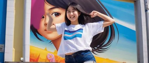 girl in t-shirt,japanese idol,akko,azusa nakano k-on,maimi fl,anime japanese clothing,himuto,tshirt,momo,disney sea,mural,kawaii girl,t-shirt,tokyo disneysea,asia girl,mako,doraemon,asian girl,grafitty,miku maekawa,Art,Artistic Painting,Artistic Painting 21