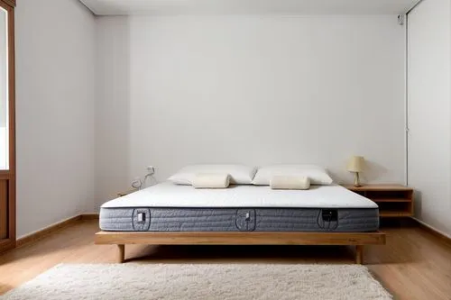 encima de una cama de una habitacion,bed frame,inflatable mattress,infant bed,guestroom,modern room,futon pad,mattress,japanese-style room,room divider,contemporary decor,sleeping room,guest room,bedr