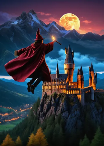 hogwarts,fairy tale castle,fantasy picture,elves flight,dracula castle,halloween background,broomstick,fairytale castle,haunted castle,transylvania,castle of the corvin,fairy tale,magical adventure,fairy tales,children's fairy tale,3d fantasy,ghost castle,knight's castle,hamelin,fantasy art,Art,Classical Oil Painting,Classical Oil Painting 22