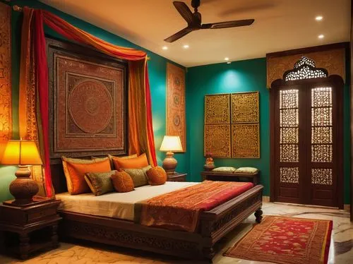 interior decoration,ornate room,interior decor,riad,haveli,moroccan pattern,bedchamber,ethnic design,arabic background,sleeping room,bedroomed,guestroom,morocco,guest room,hotel hall,qutub,decor,marrakesh,contemporary decor,wallcoverings,Illustration,Abstract Fantasy,Abstract Fantasy 17