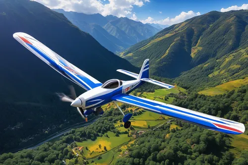 Experience the joy of flying a highly maneuverable RC plane through a breathtaking mountainous landscape.,pilatus pc 21,pilatus pc-24,ultralight aviation,sport aircraft,motor glider,light aircraft,ove