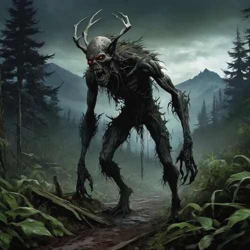 wendigo,windigo,hag,ignagni,deadmarsh,skinwalker,Illustration,Realistic Fantasy,Realistic Fantasy 06