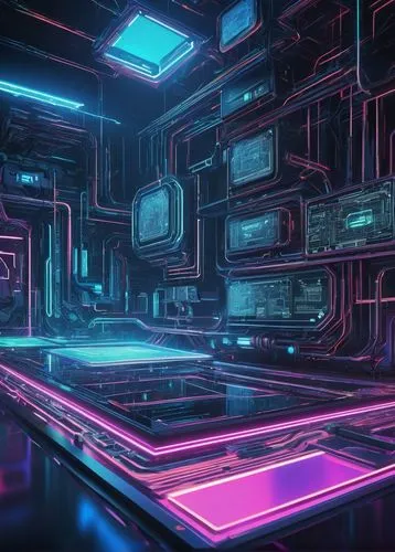 ufo interior,spaceship interior,cyberia,cyberscene,silico,3d render,tron,cinema 4d,cyberview,synth,cybertown,polybius,mainframes,3d background,neon coffee,supercomputer,scifi,synthetic,cyberscope,80's design,Illustration,Paper based,Paper Based 27