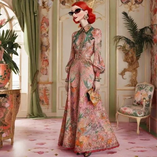 schiaparelli,siriano,a floor-length dress,caftan,couturier,vintage floral