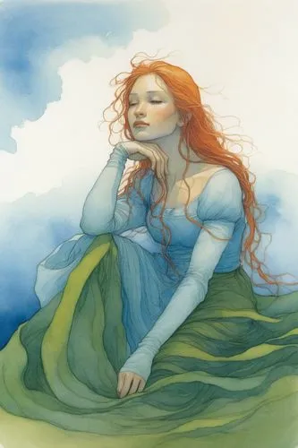 woman made of wind,margaery,frigga,amphitrite,maedhros,amalthea,melusine,undine,ophelia,lyonesse,etain,sigyn,eilonwy,guinevere,watercolor mermaid,celtic woman,kvothe,the wind from the sea,ariadne,fath