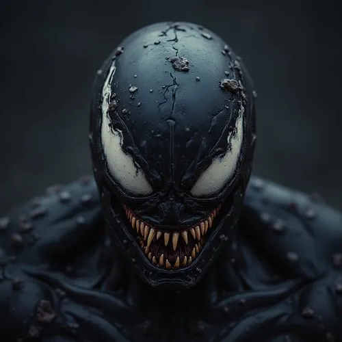 an alien man with black leather outfit with white teeth,venom,symbiote,antivenom,symbiotes,savini,acindar