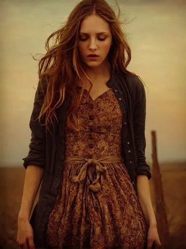 random,a young woman with long hair wearing an old fashion dress and a cardigan,wilkenfeld,girl on the dune,marylou,countrywoman,badlands,joplin,Photography,Artistic Photography,Artistic Photography 1