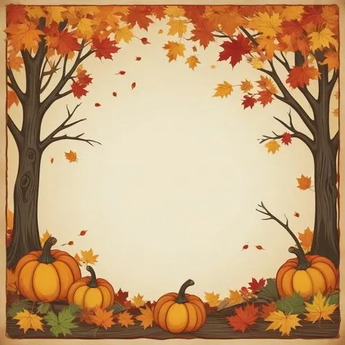 a square picture with autumn leaves and pumpkins,fall picture frame,round autumn frame,autumn background,halloween frame,autumn frame,thanksgiving background