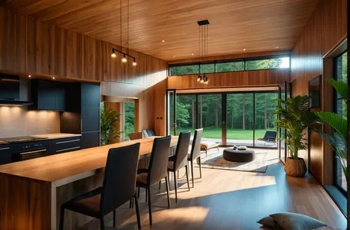 modern kitchen interior,modern kitchen,interior modern design,wood casework,cabin,kitchen design,mid century house,timber house,kitchen interior,forest house,bohlin,small cabin,contemporary decor,breakfast room,inverted cottage,paneling,hardwood,home interior,the cabin in the mountains,cabinetry,Photography,General,Realistic