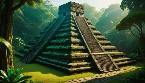 tikal,ziggurat,step pyramid,yavin,ziggurats,pakal,amazonica,pyramid,aztec,eastern pyramid,mypyramid,mayan,aztecas,azteca,mesoamerican,kharut pyramid,chichen itza,pyramids,kukulkan,yaxchilan,Art,Classical Oil Painting,Classical Oil Painting 14