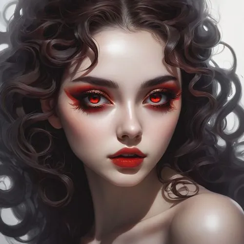 fire red eyes,aradia,vampire lady,vampire woman,fantasy portrait,red eyes,Conceptual Art,Fantasy,Fantasy 11