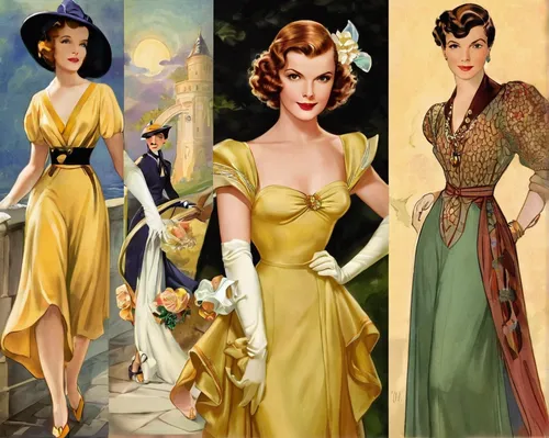 vintage fashion,vintage women,maureen o'hara - female,women's clothing,costume design,women clothes,vintage clothing,1940 women,retro women,ladies clothes,art deco woman,women fashion,vintage 1950s,dressmaker,vintage girls,fashion dolls,fashion design,jane russell-female,twenties women,sewing pattern girls,Illustration,Realistic Fantasy,Realistic Fantasy 01