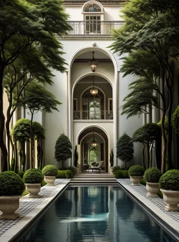 make the exterior modern, with greenery and flowers, a dog, a big chandelier and swimming pool with mosaic design 
,landscape designers sydney,luxury property,landscape design sydney,beverly hills hot