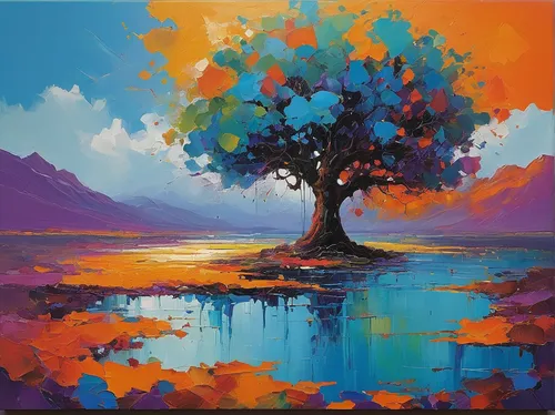 painted tree,colorful tree of life,watercolor tree,flourishing tree,painting technique,tangerine tree,colorful background,isolated tree,orange tree,autumn tree,world digital painting,harmony of color,landscape background,a tree,oil painting on canvas,art painting,digital painting,lone tree,vibrant color,background colorful,Conceptual Art,Sci-Fi,Sci-Fi 22