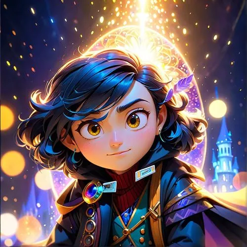 cg artwork,fantasy portrait,meteora,merida,magical,vanessa (butterfly),merlin,magical adventure,illustrator,game illustration,fairy tale character,colorful stars,hero academy,fantasia,transistor,mysti