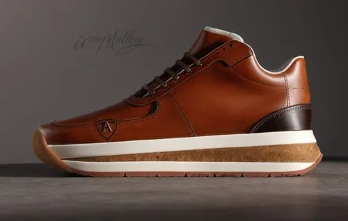 "leather" sneaker, "silver shield emblem with "A" logo, all cognac with dark brown trim color scheme ,Custom leather sneaker 2 ,horween,mashburn,timberland,mcnairy,brown leather shoes,calfskin,Photogr