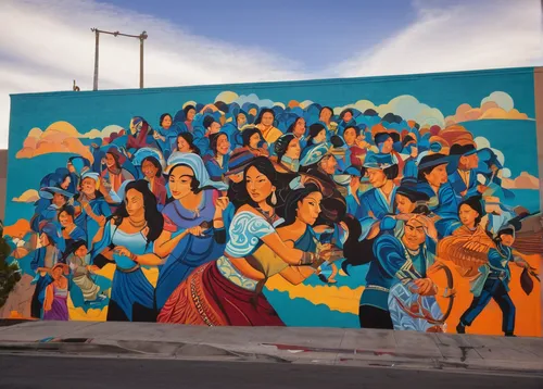 mural,murals,albuquerque,tijuana,public art,wall painting,painted block wall,queretaro,antofagasta,peruvian women,mexican culture,san pedro de acatama,marvel of peru,tucson,san diego,guanajuato,pueblo,woman church,el salvador dali,la serena,Illustration,American Style,American Style 09