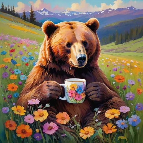 ivan-tea,coffee tea illustration,bear kamchatka,brown bear,tea drinking,cute bear,drinking coffee,tea zen,bear,tea time,kodiak bear,a cup of tea,woman drinking coffee,great bear,bear guardian,coffee break,bears,a cup of coffee,dandelion coffee,caffè americano,Conceptual Art,Sci-Fi,Sci-Fi 22