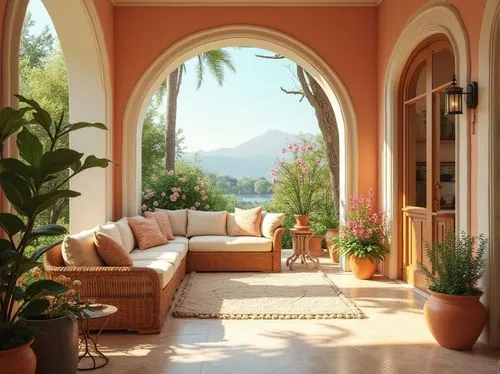 sunroom,loggia,conservatory,orangery,conservatories,palmilla,beautiful home,front porch,solarium,sitting room,porch,alcove,verandah,provencal,provencal life,cabana,patio,alcoves,tropical house,archways,Photography,General,Realistic