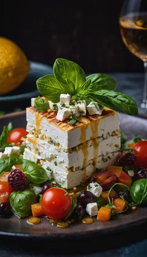 Imagine you are a food critic. Write a review praising a dish that incorporates feta cheese.,insalata caprese,caprese salad,torta caprese,caprese,sicilian cuisine,greek feta cheese,mediterranean cuisi