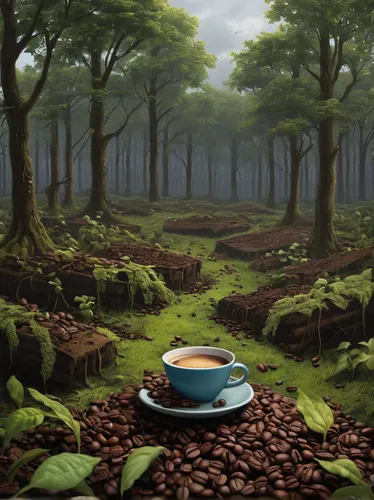 mushroom landscape,coffee tea illustration,coffee background,ground coffee,arabica,coffee plantation,tea field,landscape background,tea zen,coffee zone,forest floor,fantasy landscape,coffee break,darjeeling,forest landscape,jamaican blue mountain coffee,tea garden,cartoon video game background,background vector,digital compositing,Art,Artistic Painting,Artistic Painting 30